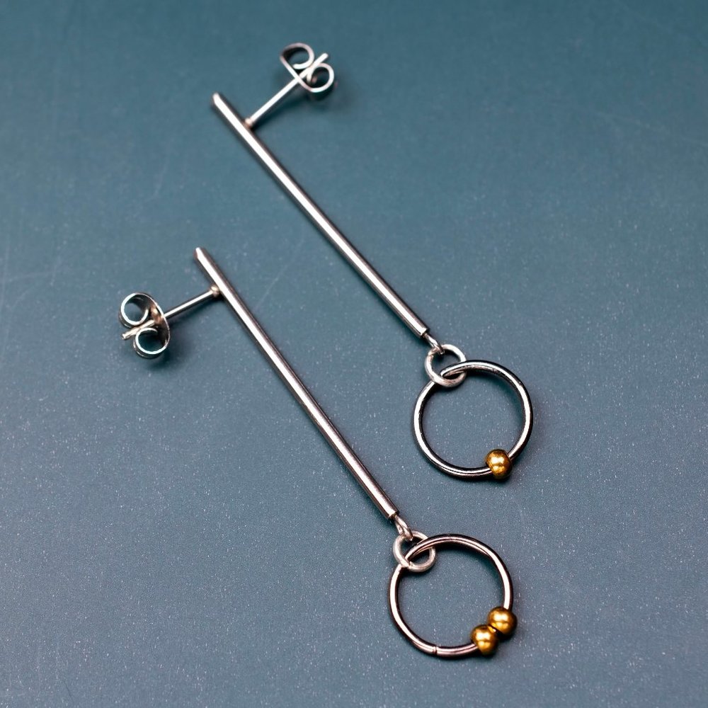 Minimalist earrings dangle, unisex studs hypoallergenic, contemporary jewelry
